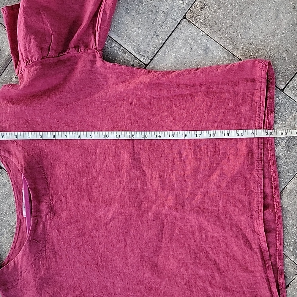 Viola Borghi Linen Pink Top Sz S Belle Sleeve Boxy Fit Boho Made in Italy - Picture 7 of 7